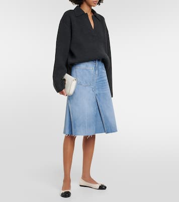 Deconstructed denim midi skirt | Tory Burch