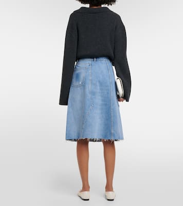 Deconstructed denim midi skirt | Tory Burch