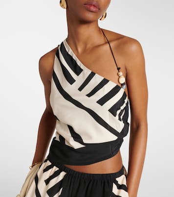 Top cropped monospalla Arte in raso di seta | SIR