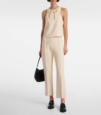 High-rise sablé slim pants | Prada