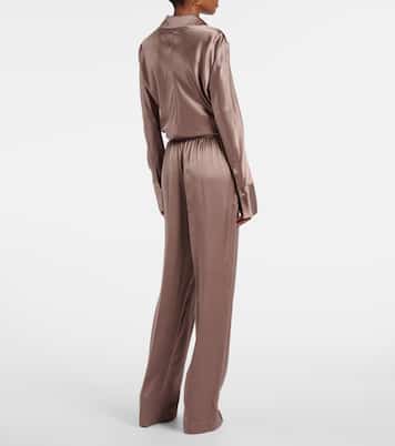 Pantaloni regular Tova in raso di seta | Joseph