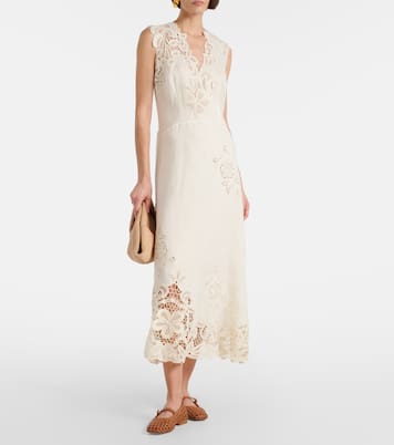 Vestido largo Olivette de lino con encaje | Ulla Johnson