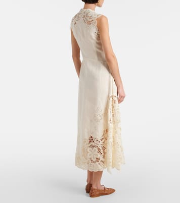 Vestido largo Olivette de lino con encaje | Ulla Johnson