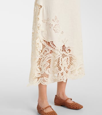 Vestido largo Olivette de lino con encaje | Ulla Johnson