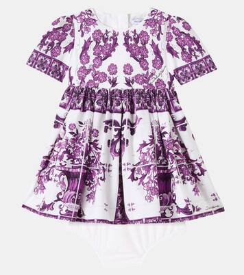 Baby Majolica cotton dress and bloomers set | Dolce&Gabbana Kids