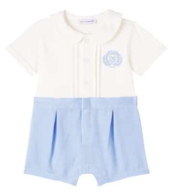 Baby - Body in cotone e lino con logo | Dolce&Gabbana Kids