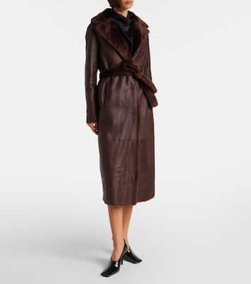 Belted reversible shearling coat | Yves Salomon