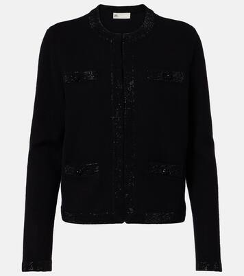 Embellished wool-blend cardigan | Tory Burch