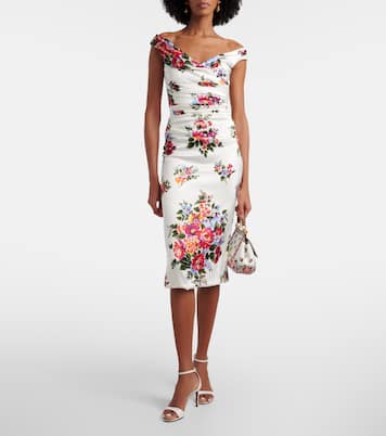 Draped floral satin midi dress | Dolce&Gabbana