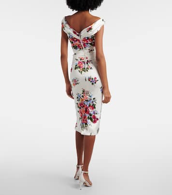 Draped floral satin midi dress | Dolce&Gabbana