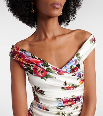 Draped floral satin midi dress | Dolce&Gabbana