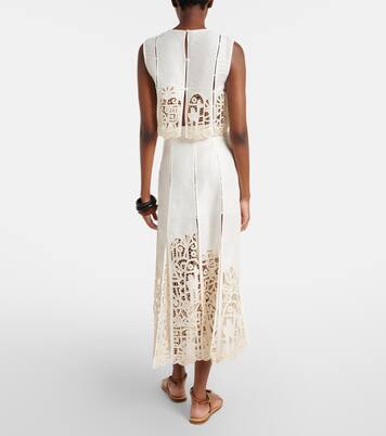 Rosemary linen-blend midi skirt | Alémais