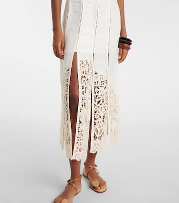 Rosemary linen-blend midi skirt | Alémais