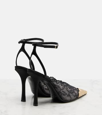 Pumps Faiz 100 in pizzo con finiture in pelle | Jimmy Choo