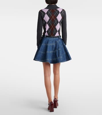 벨티드 데님 미니스커트 | Self-Portrait