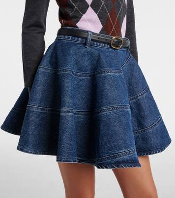 벨티드 데님 미니스커트 | Self-Portrait
