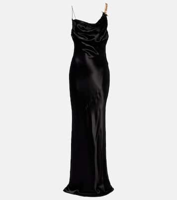 Chain-detail draped satin gown | Balmain