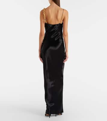 Chain-detail draped satin gown | Balmain