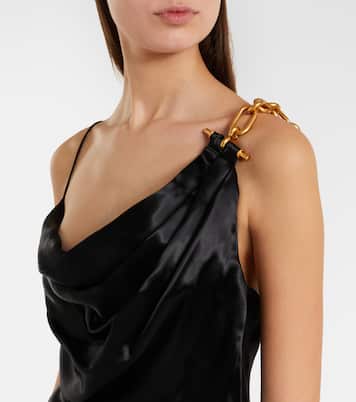 Chain-detail draped satin gown | Balmain