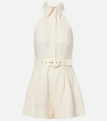 Awaken halterneck linen romper | Zimmermann