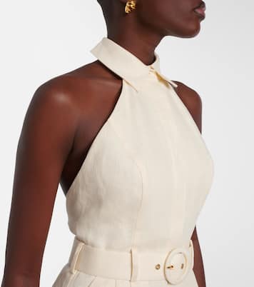 Awaken halterneck linen romper | Zimmermann