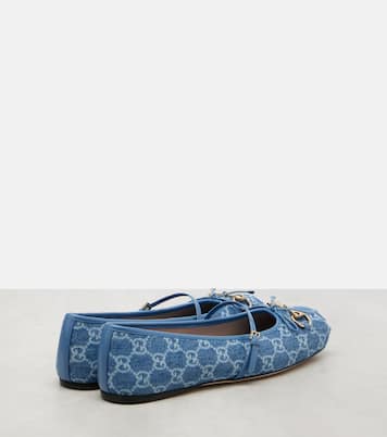 Gucci Horsebit GG denim ballet flats | Gucci