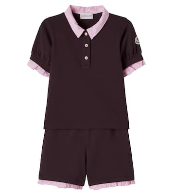Cotton polo shirt and shorts set | Moncler Enfant