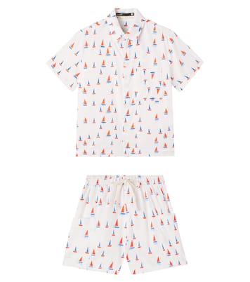 Printed cotton shirt and shorts set | Fábula