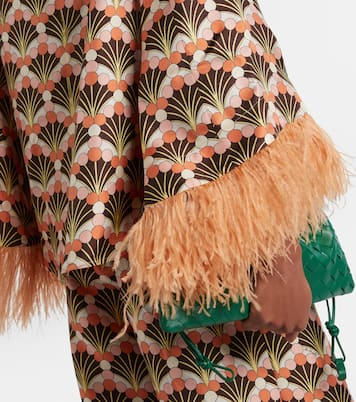 Make An Exit feather-trimmed silk twill top | La DoubleJ