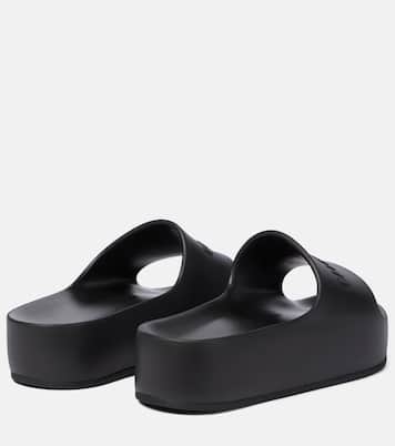 Mules à plateforme en caoutchouc à logo | Balenciaga