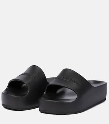 Mules à plateforme en caoutchouc à logo | Balenciaga