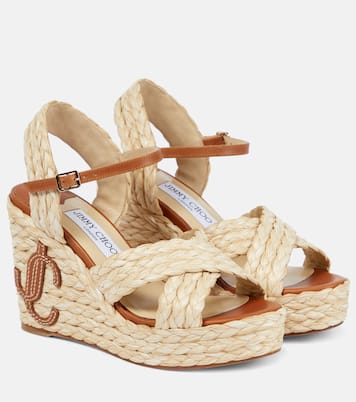 Dellena 100 raffia wedge sandals | Jimmy Choo