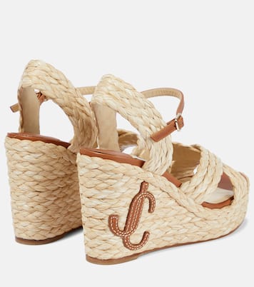 Dellena 100 raffia wedge sandals | Jimmy Choo