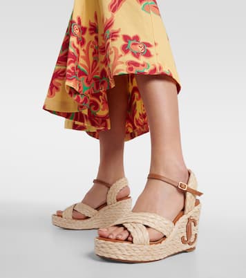 Dellena 100 raffia wedge sandals | Jimmy Choo