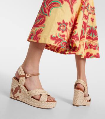 Dellena 100 raffia wedge sandals | Jimmy Choo