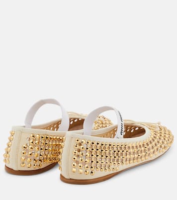 Ballerine in pelle con cristalli | Miu Miu