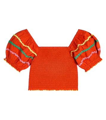 Shirred embroidered cotton top | Stella McCartney Kids