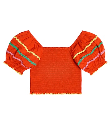 Shirred embroidered cotton top | Stella McCartney Kids