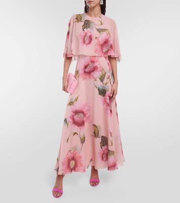 Caped floral silk georgette gown | Giambattista Valli