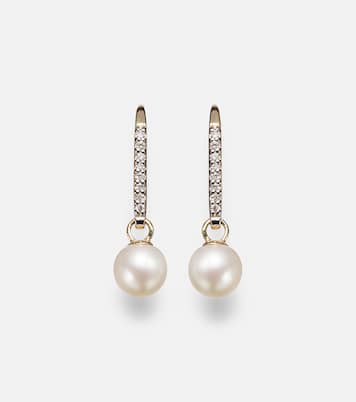 Boucles d'oreilles en or 14 ct, diamants et perles | Mateo