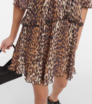 Leopard-print georgette minidress  | Ganni