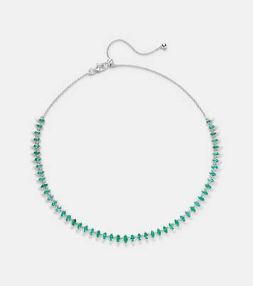 18kt white gold and enamel choker with emeralds | Kamyen