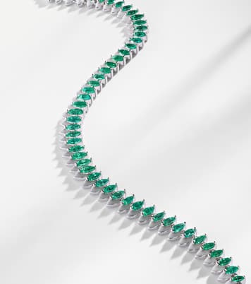18kt white gold and enamel choker with emeralds | Kamyen