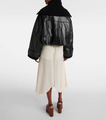 Cropped leather bomber jacket | Chloé