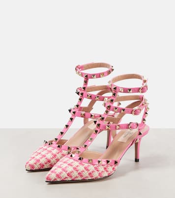 Rockstud 65 bouclé-trimmed leather pumps | Valentino Garavani