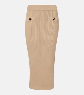 Gonna a tubino in maglia a coste | Balmain