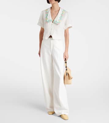 Pantaloni Iveta in misto lino a gamba larga | Rixo