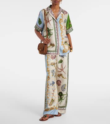 Pantalon ample Bath House imprimé en soie | Alémais