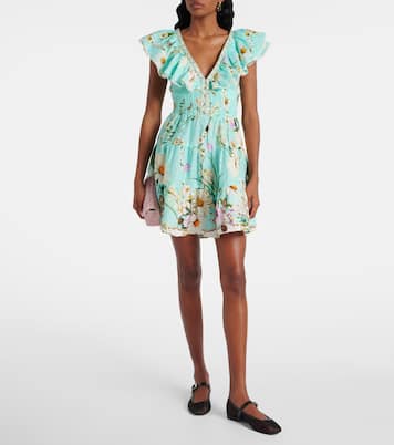 Floral embellished linen minidress | Camilla