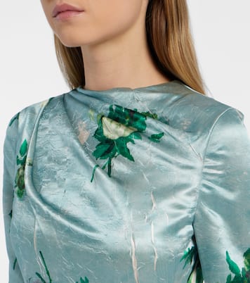 Draped floral satin midi dress | Erdem